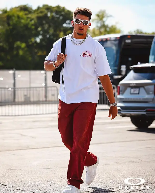 Patrick Mahomes II outfit in Amiri, Audemars Piguet, and Oakley, 2024
