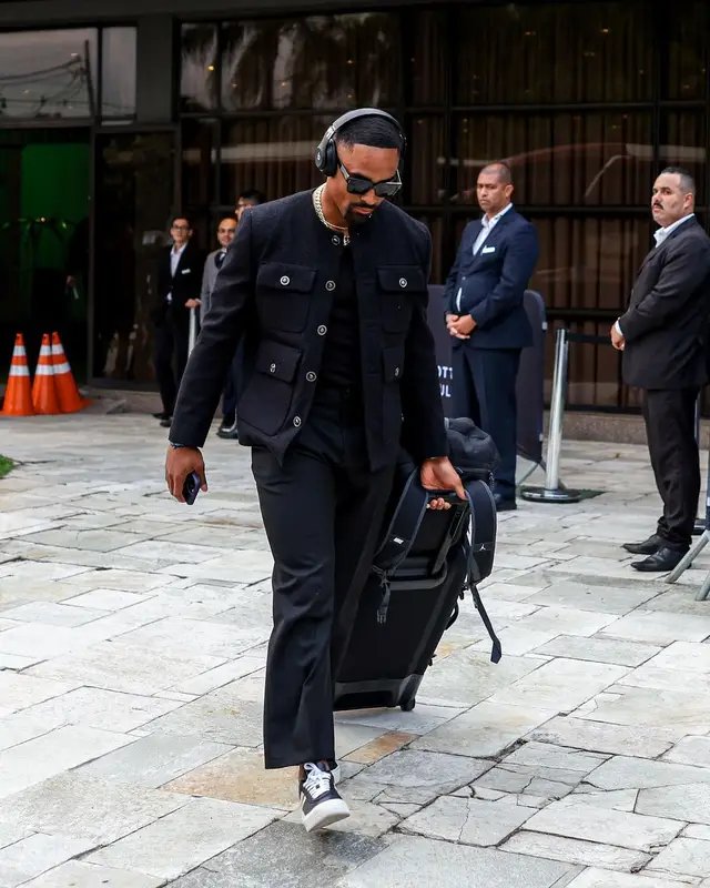 Jalen Hurts outfit in Versace, Lanvin, and Gucci, 2024