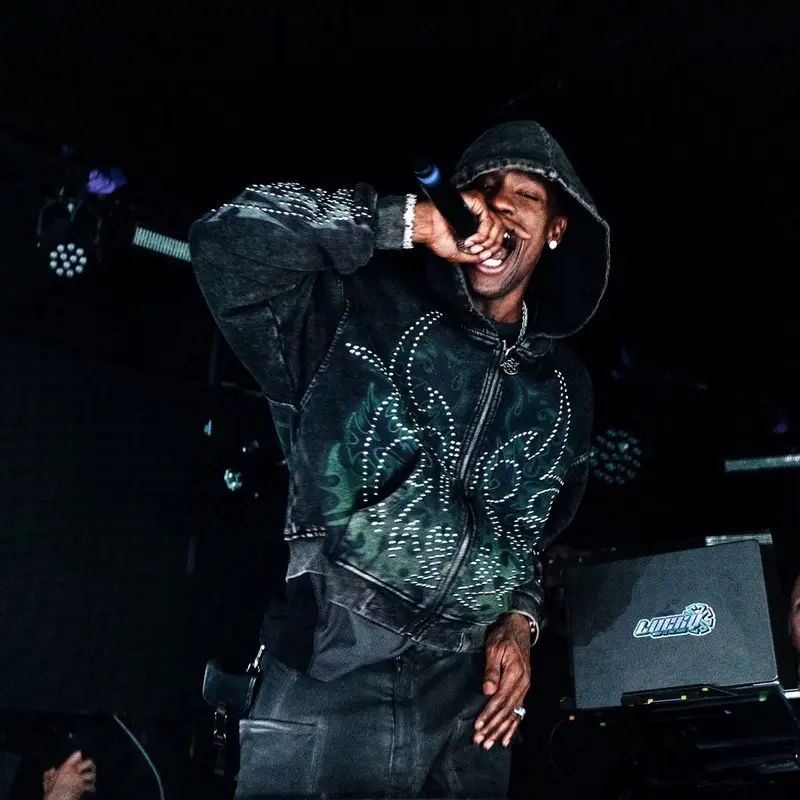 Travis Scott outfit in Chew Forever, Rick Owens, and Travis Scott Merch, 2024