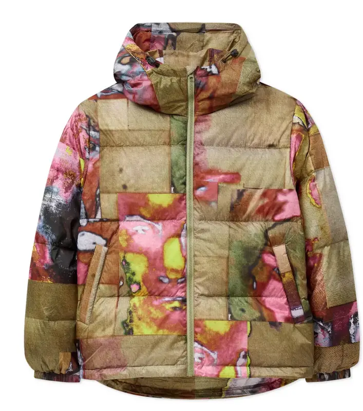 KidSuper Faces collage printed puffer multi $550