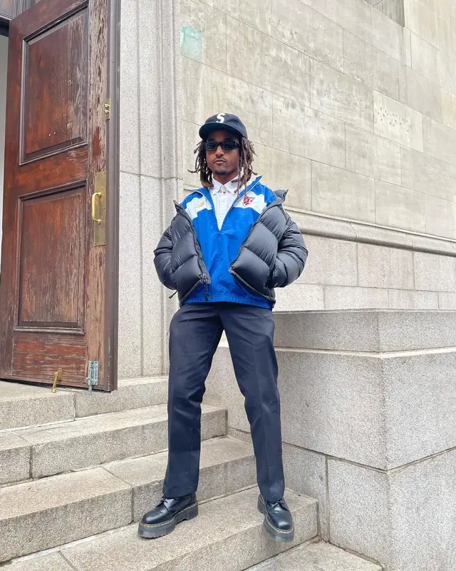 Jordan Ward outfit in Umbro, Dr. Martens, and Supreme, 2023