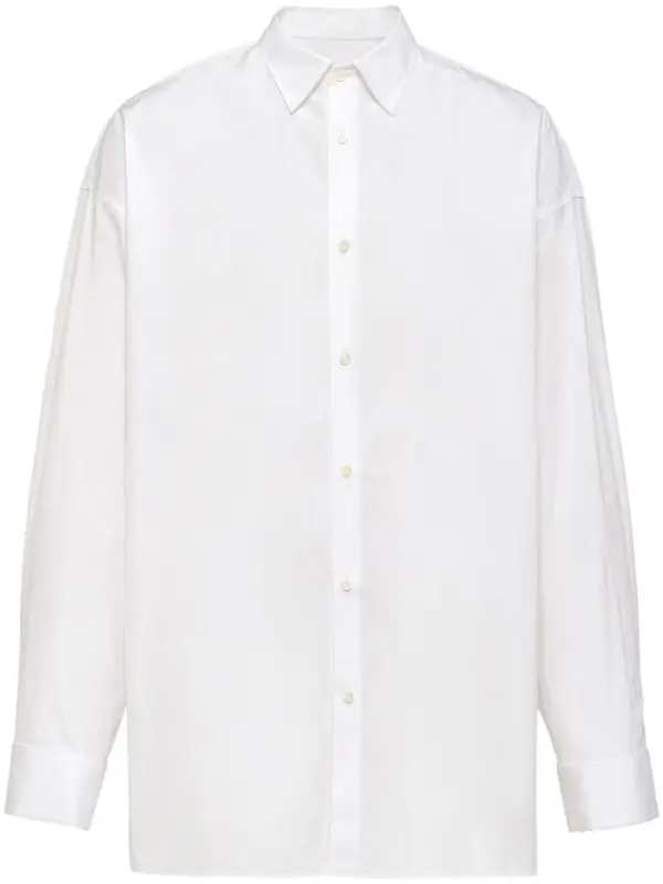 Prada Long-sleeve Cotton Shirt In Bianco $875