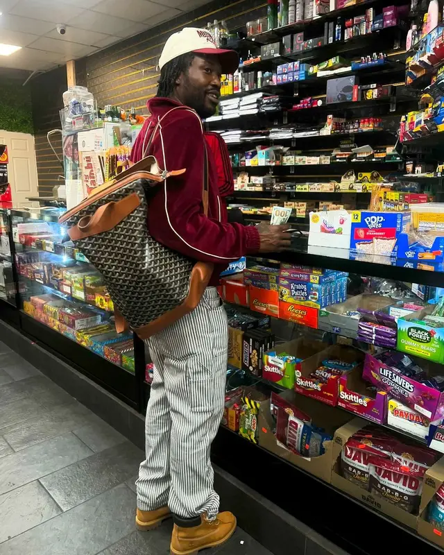 Meek Mill outfit in Celine, Amiri, and Goyard, 2024