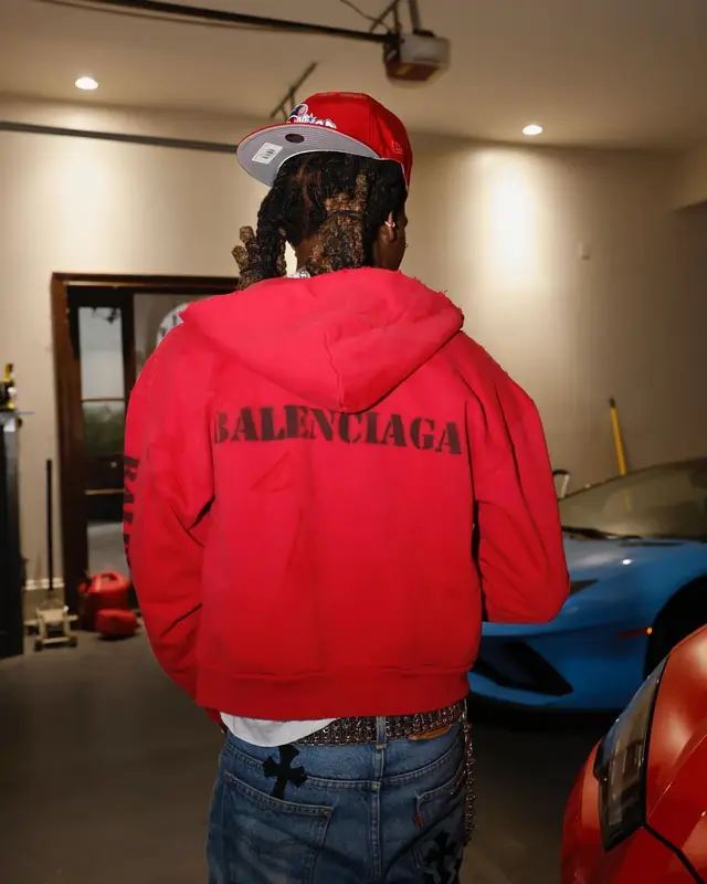 Offset outfit in Balenciaga, New Era, and Philadelphia Phillies, 2024