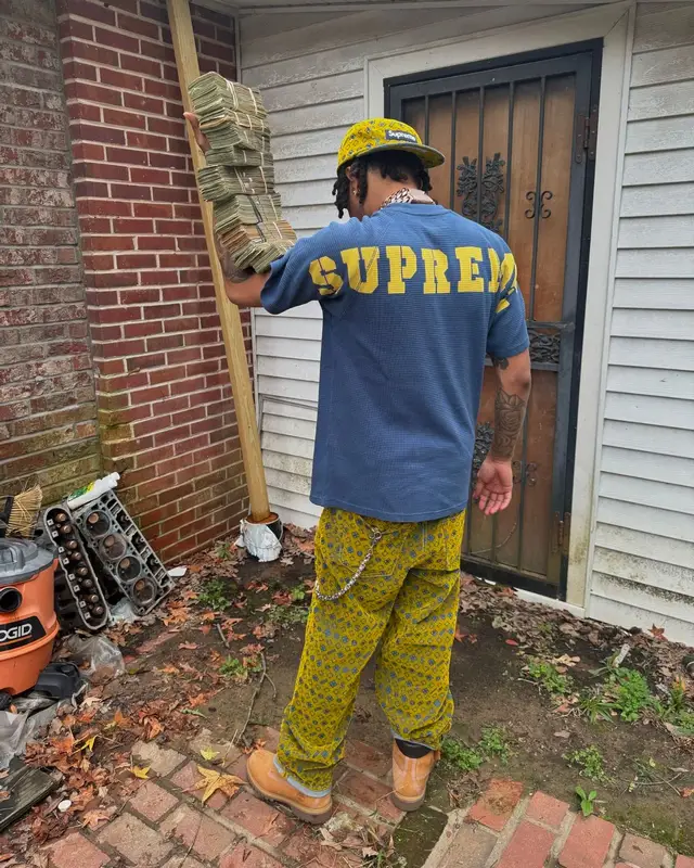 Lil Migo outfit in Timberland and Supreme, 2024