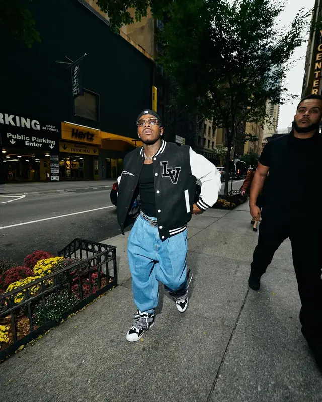 DaBaby outfit in Louis Vuitton, B.B. Simon, and Prada, 2024