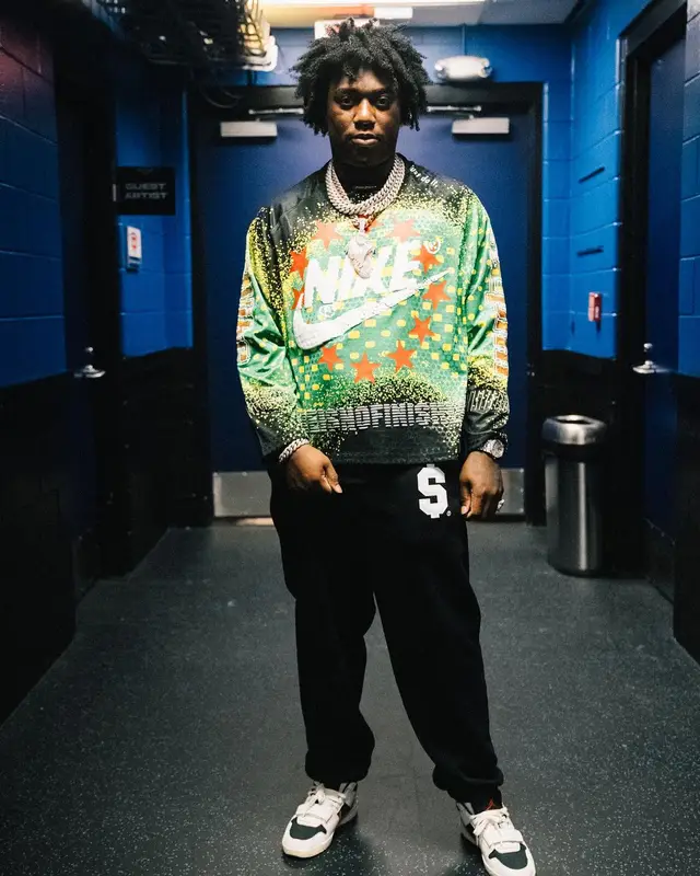 Fredo Bang outfit in Nike, Supreme, and Cactus Plant Flea Market, 2024
