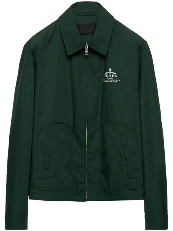 Prada Logo Print Zip Jacket In Green $2250