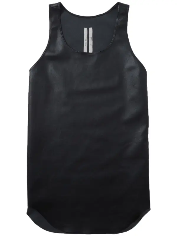 Rick Owens Leather Tank Top In Black $1215
