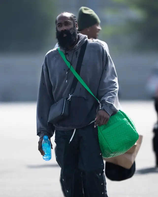 James Harden outfit in Maison Mihara Yasuhiro, Bottega Veneta, and Prada, 2024
