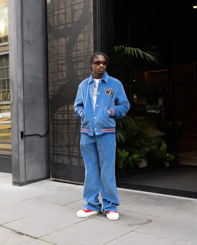 Lil Tjay outfit in Wales Bonner, Richard Mille, and Bonnie Clyde, 2024