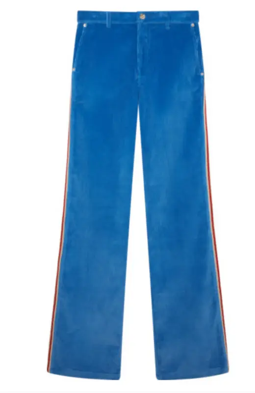 Wales Bonner Cymbal Crochet Track Stripe Corduroy Flare Pants In Blue Washed $875