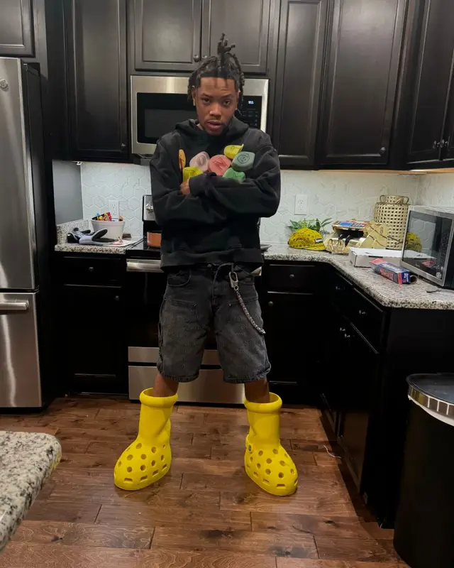 Lil Migo outfit in Don't Let Mom Find Out, Anto Worldwide, and Crocs, 2024