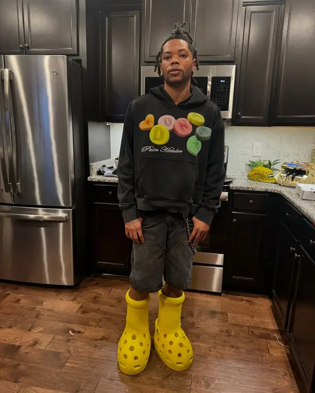 Lil Migo outfit in Don't Let Mom Find Out, Anto Worldwide, and Crocs, 2024
