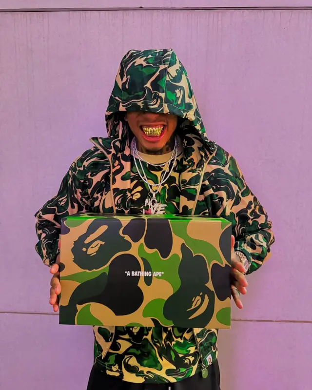 NLE Choppa outfit in Bape, 2024