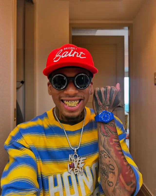 NLE Choppa outfit in Honor The Gift, Hublot, and Louis Vuitton, 2024