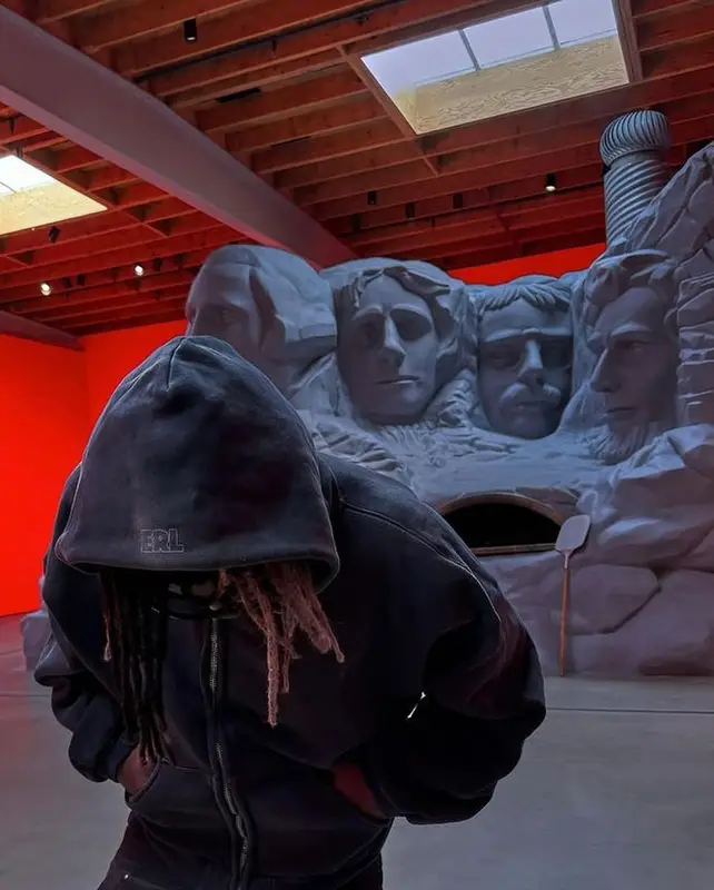 Ken Carson outfit in ERL, Rick Owens, and Moncler, 2024