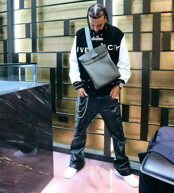 French Montana outfit in Givenchy, Nike, and Hermes, 2024