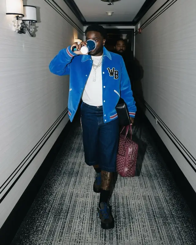 Lil Dann outfit in Wales Bonner, Goyard, and Louis Vuitton, 2024