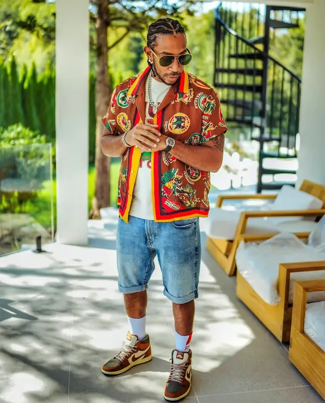 Ludacris outfit in Bode, Rhude, and Bottega Veneta, 2024