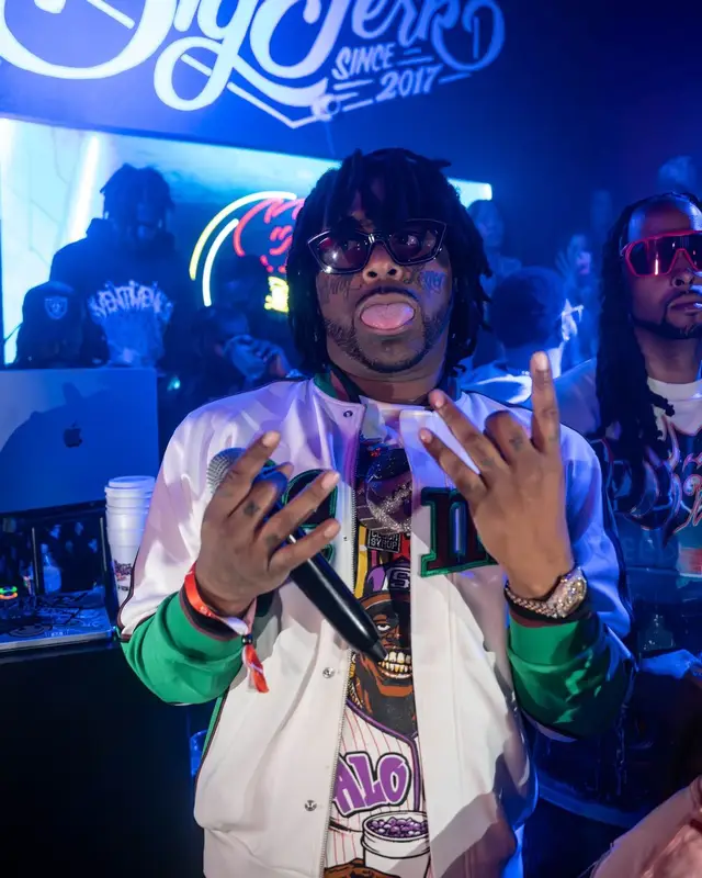 03 Greedo outfit in Denim Tears, Marni, and Cough Syrup, 2024