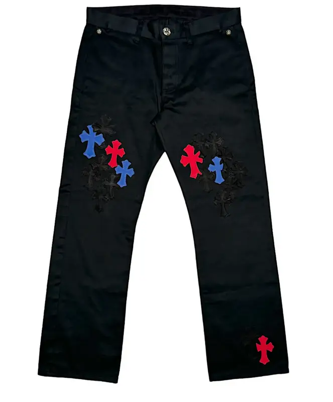 Chrome Hearts Dark Navy Multicolor Cross Patch Chino Pants $8250