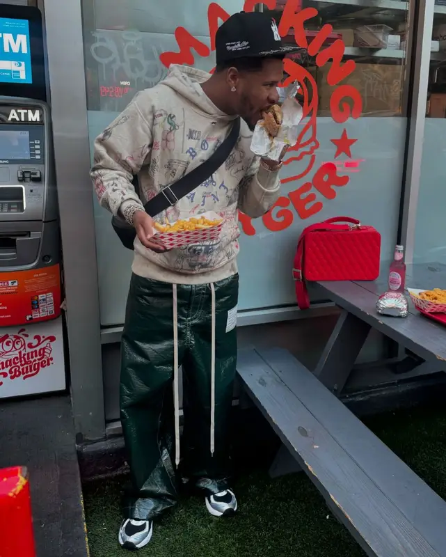 Devin Haney outfit in BornxRaised, Asics, and Saint Michael, 2024