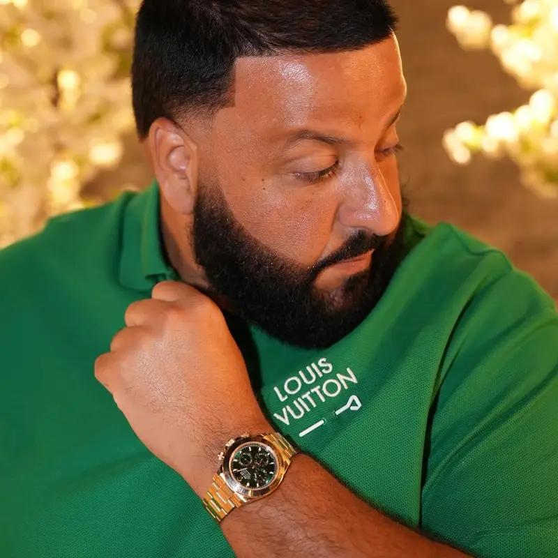 DJ Khaled outfit in Louis Vuitton and Rolex, 2024