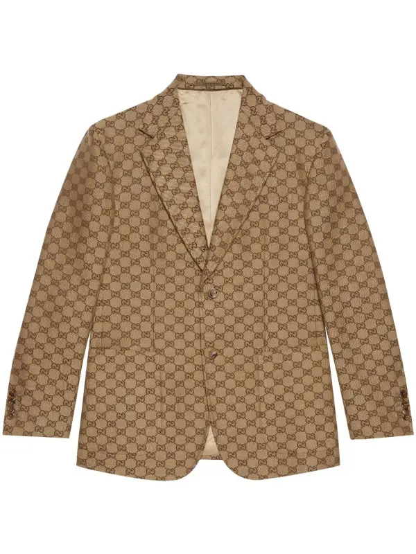 Gucci Jackett Aus Gg Supreme-leinen In Beige $2700