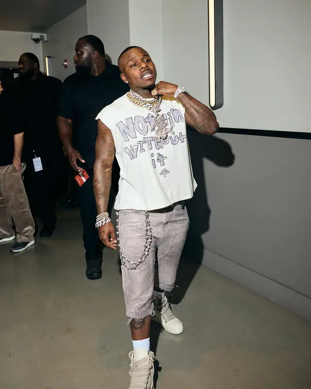 DaBaby outfit in Vertabrae, Rick Owens, and Prada, 2024