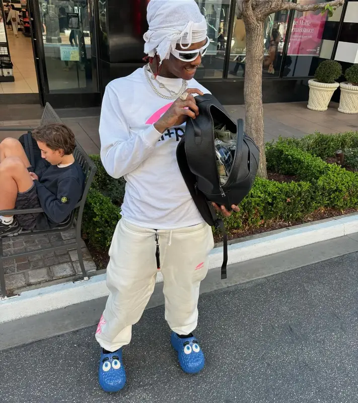 Famous Dex outfit in Ski, Prada, and McDonald's Merch, 2024