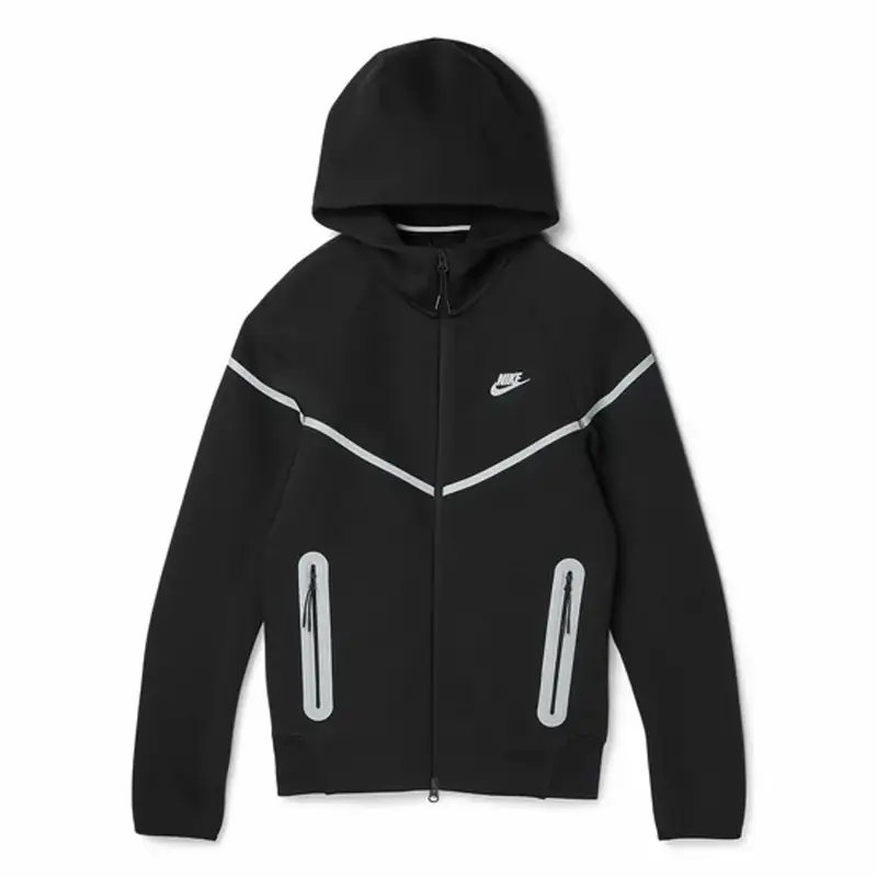 Nike Sportswear Cotton-blend Tech Fleece Zip-up Hoodie In Black/silver $160