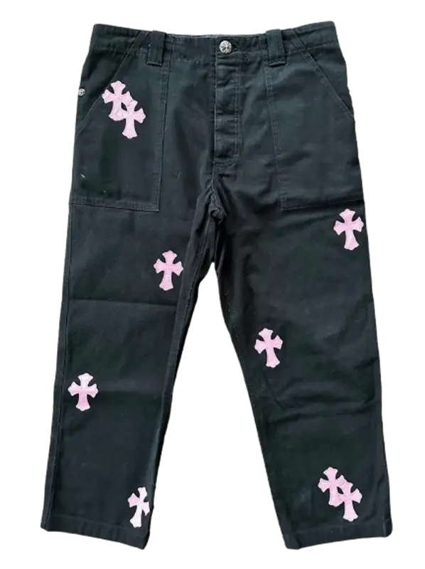 Chrome Hearts Black & Pink Cross Patch Cargo Pants $14500