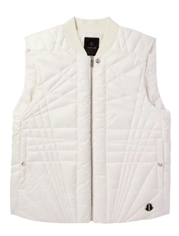 Moncler Logo-appliquéd Quilted Padded Shell Down Gilet In White $1790