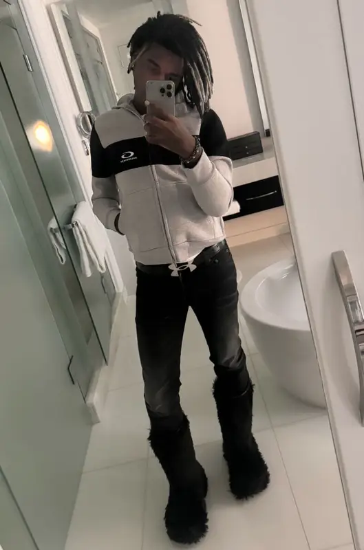 Ken Carson outfit in Balenciaga, Yves Salomon , and Under Armour, 2024