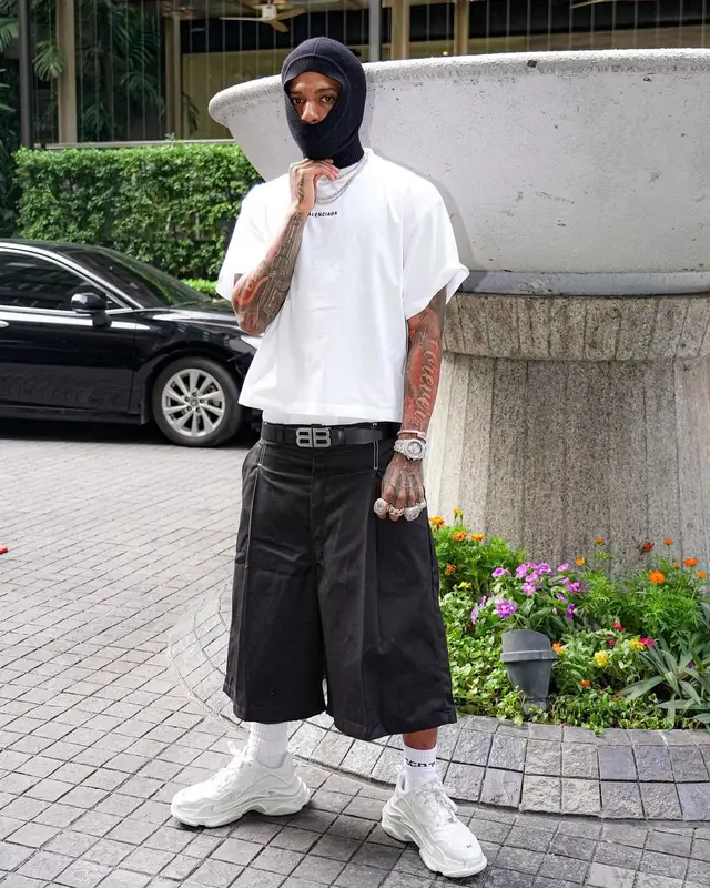 NLE Choppa outfit in Balenciaga and Gallery Dept., 2024