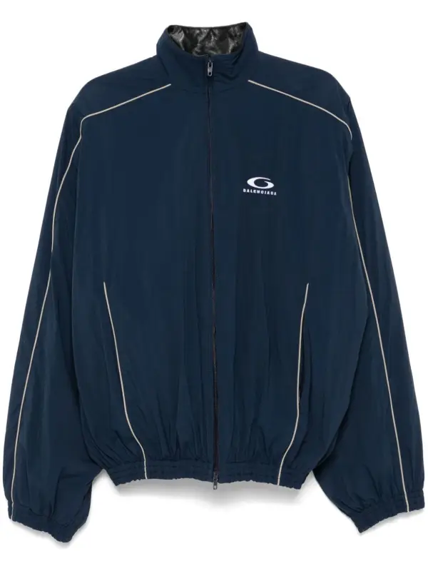 Balenciaga Crinkled Track Jacket In Blue $4650