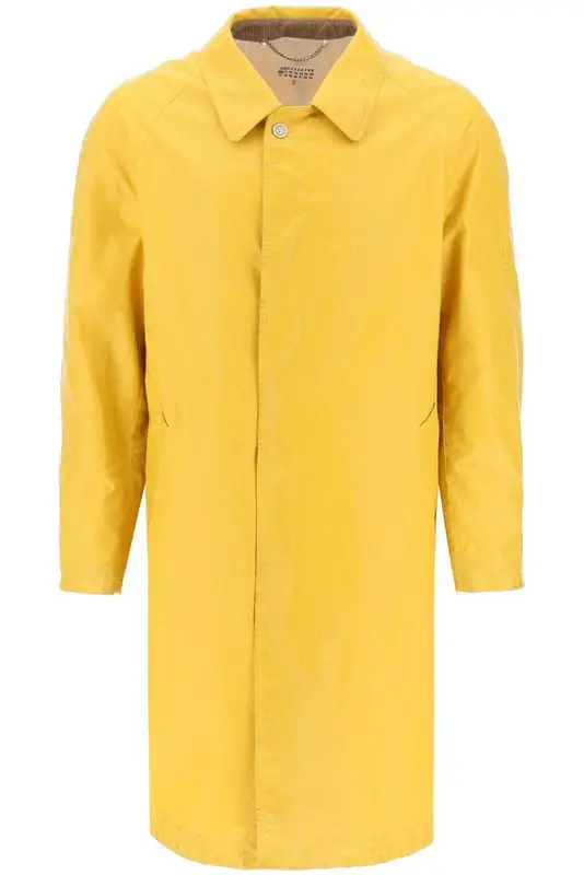 Maison Margiela Trench Coat In Worn-out Effect Coated Cotton In Yellow $3415