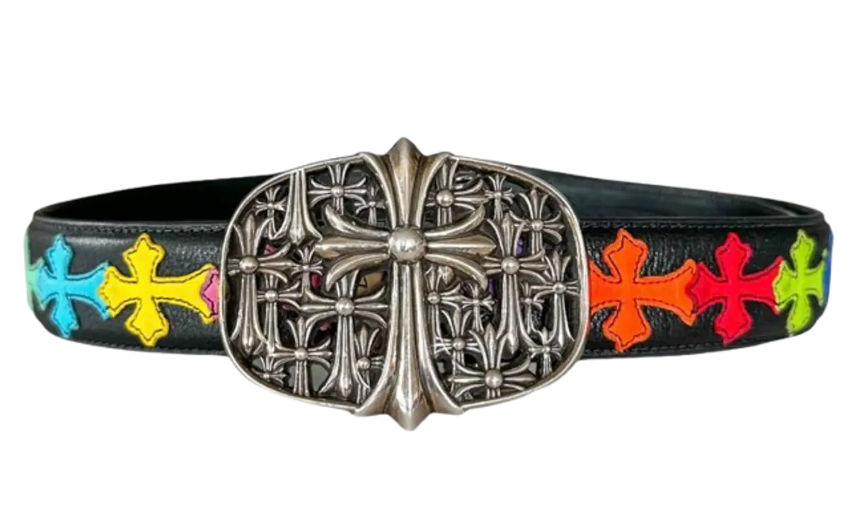 Chrome Hearts Black Multicolor Cross Patch Cemetery Belt $12500