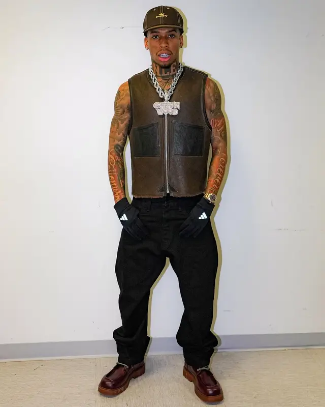 NLE Choppa outfit in Our Legacy, Awake NY, and Adidas, 2024