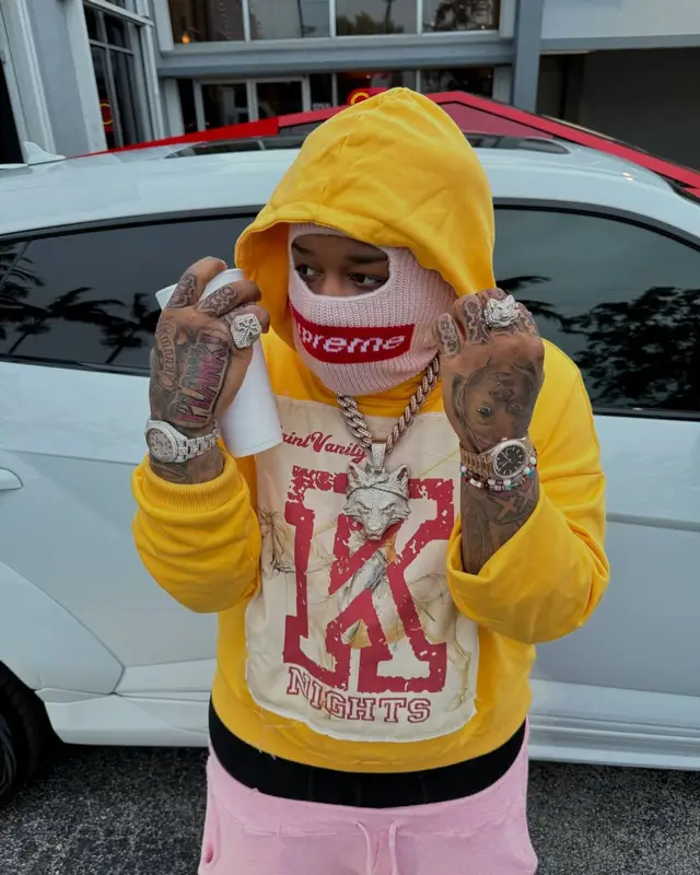 YTB Fatt outfit in Rick Owens, Supreme, and New Era, 2024