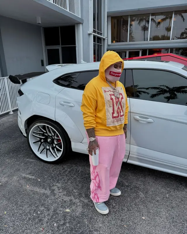 YTB Fatt outfit in Rick Owens, Supreme, and New Era, 2024