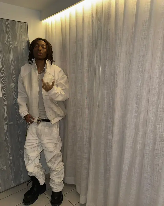 Lil Tecca outfit in Balenciaga, Rolling Stones Merch, and Chrome Hearts, 2024