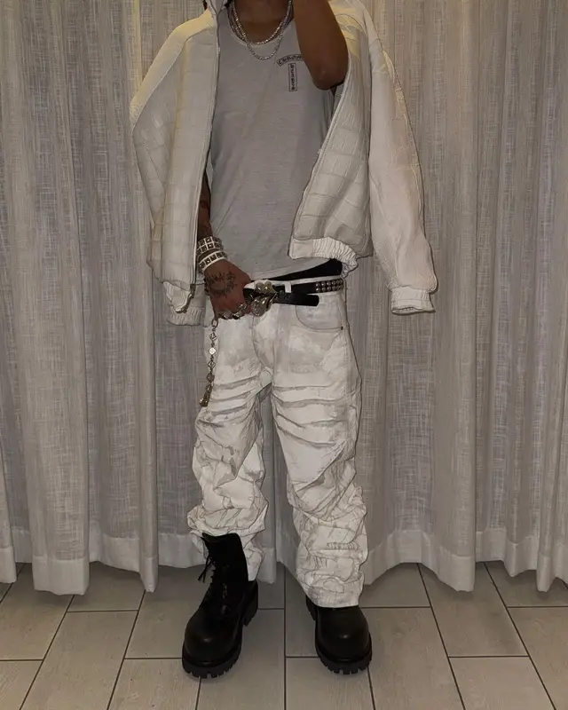 Lil Tecca outfit in Balenciaga, Rolling Stones Merch, and Chrome Hearts, 2024