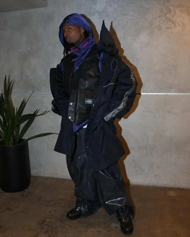 Playboi Carti outfit in Martine Rose, Tareet, and Nike, 2024