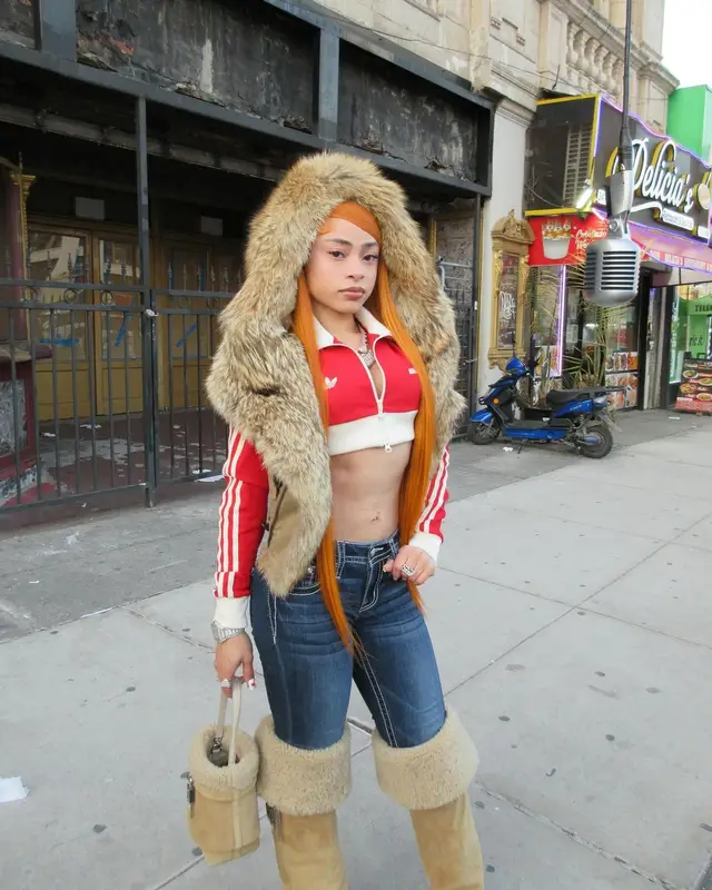Ice Spice outfit in Adidas, Givenchy, and Cartier, 2024