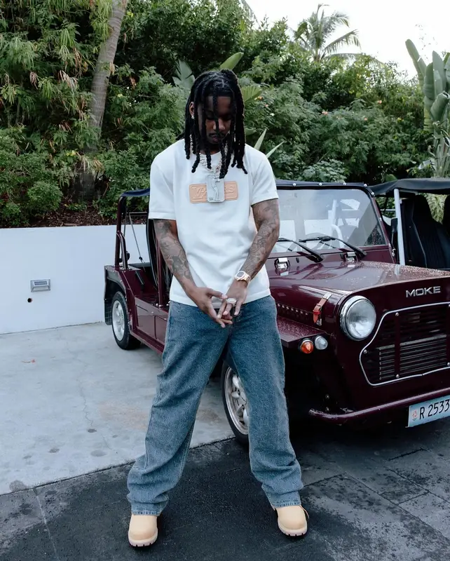 Polo G outfit in Timberland, Patek Philippe, and Louis Vuitton, 2025