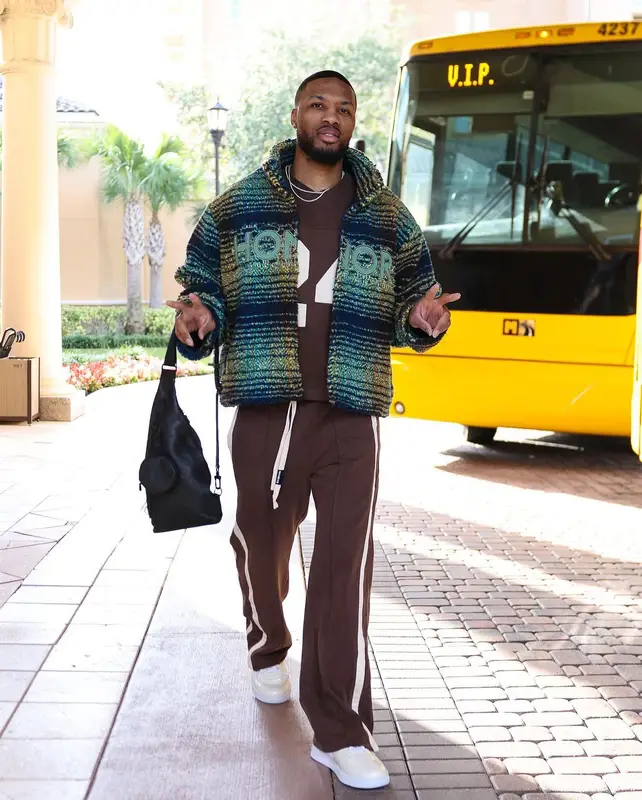 Damian Lillard outfit in Honor The Gift, Nahmias, and Louis Vuitton, 2025