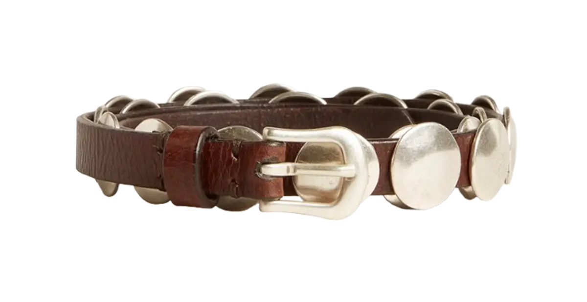 Golden Goose Trinidad belt in dark brown leather with silver maxi studs $380