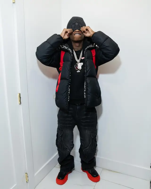TaTa outfit in Moncler, Chrome Hearts, and Amiri, 2025